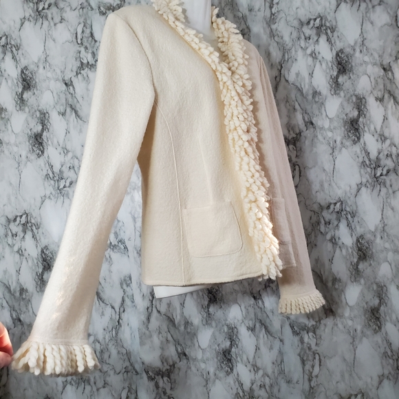 Talbots Boiled Wool Fringed Jacket/Cardigan - Picture 3 of 6